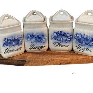 Antique Vintage German Delft Spice Jar Porcelain Ceramic Cannisters